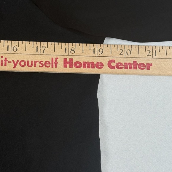 Y2K Retro Express Chiffon Blouse Small Sheer Henley Tunic Roll Tab Sleeve Top - Picture 2 of 8